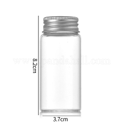 Bottiglie di vetro trasparente contenitori di perline, tubi per la conservazione delle perle con tappo a vite e tappo in alluminio, colonna, argento, 3.7x8cm, capacità: 60 ml (2.03 fl. oz)