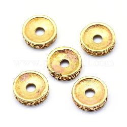 Perline di distanziatore in ottone,  piombo & cadmio & nichel libero, rondelle, grezzo (non placcato), 10x2.5mm, Foro: 2.5 mm