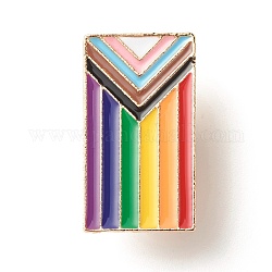 Emaille-Pin mit Pride-Flagge, Rechteckige Eisen-Emaille-Brosche für Rucksackkleidung, Licht Gold, Farbig, 15.5x27.5x10 mm