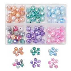 6 couleurs de perles de verre craquelé peintes opaques au four, facette, de couleur plaquée ab , larme, couleur mixte, 8x7mm, Trou: 1.2mm, à propos 12~14pcs / couleur, 72~84 pcs / boîte