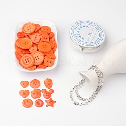 Kostenlose Tutorial DIY Schmuck-Sets für Braceletmaking, Acryl-Misch Tasten, Kupferdraht und Eisen Armbänder, orange rot, 205 mm