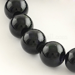 Baking Painted Glass Round Bead Strands, Black, 10mm, Hole: 1mm, about 82pcs/strand, 30.5inch
