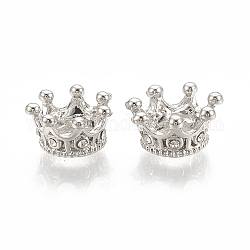 Perles européennes en alliage, Perles avec un grand trou   , avec strass, couronne, cristal, platine, 11.5x6mm, Trou: 5mm