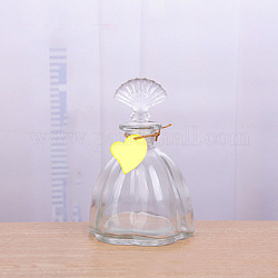 Bouteilles de verre qui souhaitent, avec étiquette volante de style aléatoire, perle conteneurs, Décorations pour la maison, forme coquille, 10x13 cm