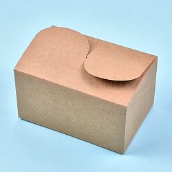 Складная коробка из крафт-бумаги, подарочная упаковка, контейнер для кексов для выпечки, прямоугольные, деревесиные, развернуть: 26x25x0.1 см, готовый продукт: 15.5x10.5x8.5 см