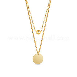 Многоуровневые ожерелья shegrace 925 из стерлингового серебра, плоско-круглые, золотые, 13.39 дюйм (34 см), очарование: 11.5 мм и 5.1 мм