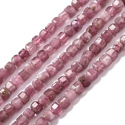 Natürliche rosa Turmalin Perlen Stränge, facettiert, Würfel, 2x2x2 mm, Bohrung: 0.6 mm, ca. 164~180 Stk. / Strang, 15.35 Zoll (39 cm)