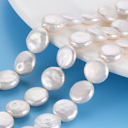 Chapelets de perles en Keshi naturel, perle de culture d'eau douce, plat rond, couleur de coquillage, 11~12x3~7mm, Trou: 0.6mm, Environ 31~32 pcs/chapelet, 14.96 pouce (38 cm)