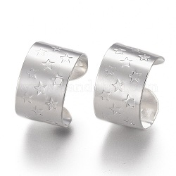 304 Stainless Steel Ear Cuff Findings, with Star Pattern, Silver, 11x10x7mm, Hole: 0.9mm