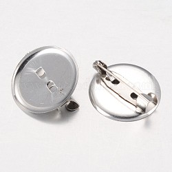 Accessoires dos de broche en fer, couleur platine, environ 19 mm de diamètre, épaisseur de 6mm