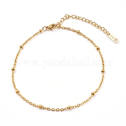 304 Stainless Steel Satellite Chain Anklets, with Lobster Claw Clasps, Golden, 8-5/8 inch(22cm)