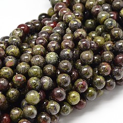Bloodstone naturale perle tonde fili, 6mm, Foro: 1 mm, circa 62pcs/filo, 15.7 pollice