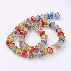 Handmade Gold Sand Lampwork Beads Strands, Faceted Rondelle, Colorful, 9.5~10x7mm, Hole: 2mm