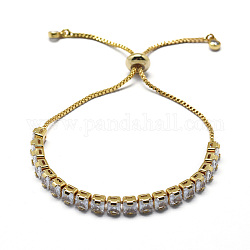 Brass Necklaces, with Cubic Zirconia, Golden, Single Chain: 9.11inch(24cm), Total Length: 18.89inch(48cm)