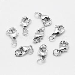 925 Sterling Silver Lobster Claw Clasps, with Jump Rings, Silver, 17mm, Hole: 3mm