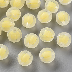 Transparent Acrylic Beads, Frosted, Bead in Bead, Pumpkin, Yellow, 11x11.5mm, Hole: 2mm, about 550pcs/500g