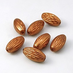 ABS Plastic Imitation Pearl, Rice, Chocolate, 15x8mm, Hole: 1mm, about 1023pcs/pound
