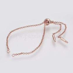 Bracelet en laiton faisant, Bracelets coulissants, sans cadmium et sans plomb, or rose, 9 pouce (230 mm), 1.5mm