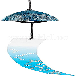 Carillon à vent en fer, avec cordon en polyester et papier, bleu ciel, 445mm