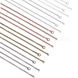 Iron Rolo Chains Necklace Making, with Lobster Clasps, Soldered, Mixed Color, 23.6 inch(60cm), 30pcs/box