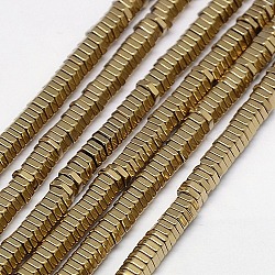 Electroplate non magnetici ematite sintetico fili di perline, esagono, grado a, oro placcato, 4x1mm, Foro: 1 mm, circa 400pcs/filo, 16 pollice