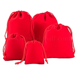 5 style pochettes en velours rectangle, bonbons sacs cadeaux fête de noël mariage faveurs sacs, rouge, 40 pcs /sachet 