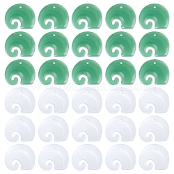 PandaHall Elite 60Pcs 2 Colors Imitation Jade Glass Pendants, Elephant, Mixed Color, 16x18.5x4.5mm, Hole: 1.2~1.4mm, 6pcs/color