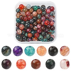 130 brins de perles d'agate multicolores naturelles teintes, ronde à facettes, plus la taille disponible, couleur mixte, 6mm, Trou: 1mm