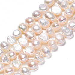 Brins de perles de culture d'eau douce naturelles, deux faces polies, blanc crème, 5.5~7x5~6x3.5~5mm, Trou: 0.6mm, Environ 63~65 pcs/chapelet, 13.58 pouce ~ 14.17 pouces (34.5~36 cm)