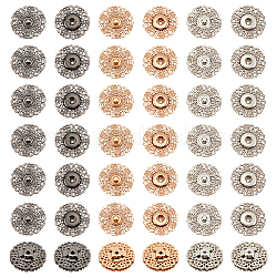 NBEADS 24 Sets Brass Flower Snap Buttons, 30mm 3 Colors Vintage Metal Snap Closures Sew On Press Snap Button Fasteners for Jacket Jeans Leather Craft