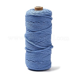 Хлопчатобумажные нитки для вязания поделок, васильковый, 3 мм, около 109.36 ярда (100 м) / рулон