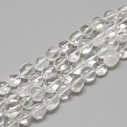 Granos de cristal de cuarzo natural hebras, oval, 8~15x7~12x4~12mm, agujero: 1 mm, aproximamente 30~45 pcs / cadena, 15.7 pulgada