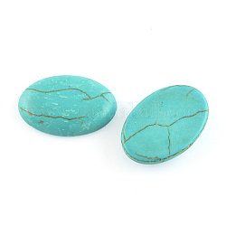 Artisanat d'accessoires cabochons à dos plat avec pierre en turquoise synthétique , ovale, turquoise moyen, 8x10x4mm