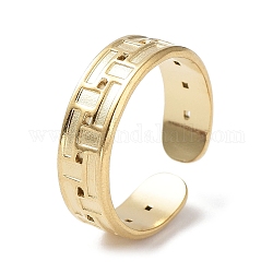 304 fornitura de anillo de puño rectangular acanalado de acero inoxidable, configuración del anillo, núcleo de anillo en blanco para esmalte, real 18k chapado en oro, diámetro interior: 18 mm