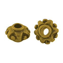 Tibetischen stil Abstandsperlen, Cadmiumfrei und Nickel frei und Bleifrei, Donut, Antik Golden, 7x5 mm, Bohrung: 2 mm