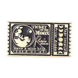 Билет на луну эмалированная булавка, Эмалированная брошь из сплава в форме билета в кино для рюкзака, одежды, золотые, чёрные, 16x30x10 мм