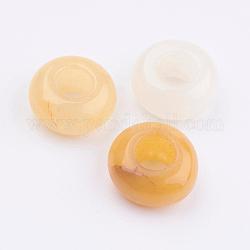 Perle naturali di giada topazio naturale, perline con foro grande, rondelle, 12x6~7mm, Foro: 5 mm