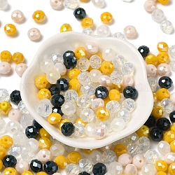 Perles en verre, facette, rondelle, vieille dentelle, 8x6mm, Trou: 1mm, environ 145 pcs/60 g
