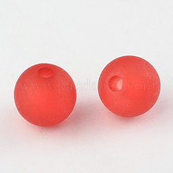 Trasparenti branelli della sfera in acrilico, stile smerigliato, tondo, rosso, 8mm, Foro: 2 mm, circa 1892pcs/500g