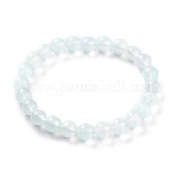 Gefärbte natürliche Jade Perlen Stretch-Armbänder, Runde, light cyan, Innendurchmesser: 2-1/4 Zoll (5.7 cm), Perle: 8~8.5 mm