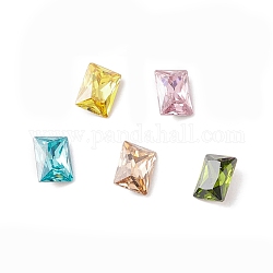 Glass Rhinestone Cabochons, Pointed Back & Back Plated, Rectangle, Mixed Color, 8x6x3.5mm