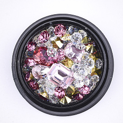 Strass et micro perles non percées, accessoires nail art de décoration, formes mixtes, rose clair, 1~10x1~8x1~4mm