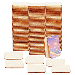 Cabochon en bois de peuplier nbeads, rectangle, blank tag, burlywood, 49.5x33x2.5mm