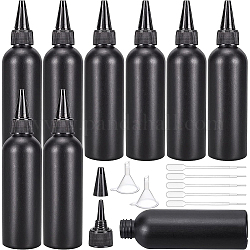 BENECREAT 16Pcs 120ml Black Plastic Squeeze Bottles, Squeeze Condiment Bottles with 2Pcs Funnels and 10Pcs Transfer Pipettes for Ink Tattoo Liquid Painting Glue