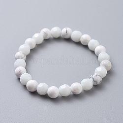 Synthetischen türkisfarbenen Perlen Armbänder dehnen, mit Glasperlen, weiß, 50 mm