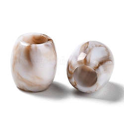 Perles acryliques opaques imitation pierres précieuses, Perles avec un grand trou   , baril, blanc, 10x11mm, Trou: 5.5mm, environ: 760 pcs / 500 g