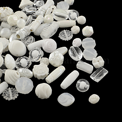 Perline acrilico, forme misto, bianco, 5.5~28x6~20x3~11mm, Foro: 1~5 mm