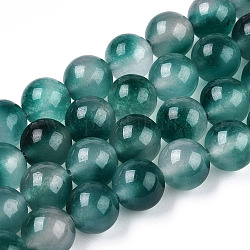 Ton zwei natürliche Jade Stränge, gefärbt, Runde, blaugrün, 8 mm, Bohrung: 1 mm, ca. 48 Stk. / Strang, 14.9 Zoll