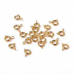 Латунная застежка пружинного кольца, ювелирные изделия компонентов, золотые, 6 мм, отверстие : 1.5 мм