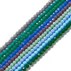 Faceted(32 Facets) Glass Beads Strands, Round, Mixed Color, 4mm, Hole: 1mm, about 99~107pcs/strand, 14.09~15.43''(35.8~39.2cm)